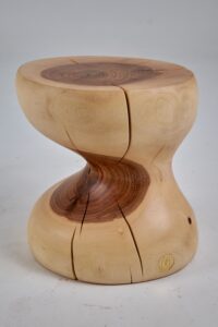 Leszy, Sculptural Side Table Carved in Solid Wood, main view
