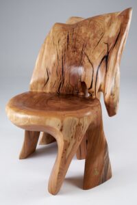 Leszy, Carved Sculptural Solid Hardwood Chair, gallery view 2