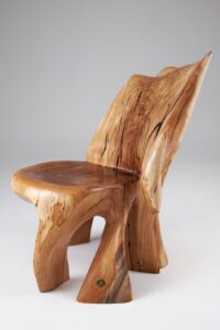 Leszy, Carved Sculptural Solid Hardwood Chair, gallery view 5