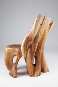 Leszy, Carved Sculptural Solid Hardwood Chair, gallery view 7