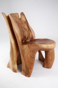 Leszy, Carved Sculptural Solid Hardwood Chair, gallery view 13