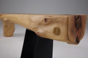 Leszy, Organic Sculptural Wood Bench with Metal Base, gallery view 18