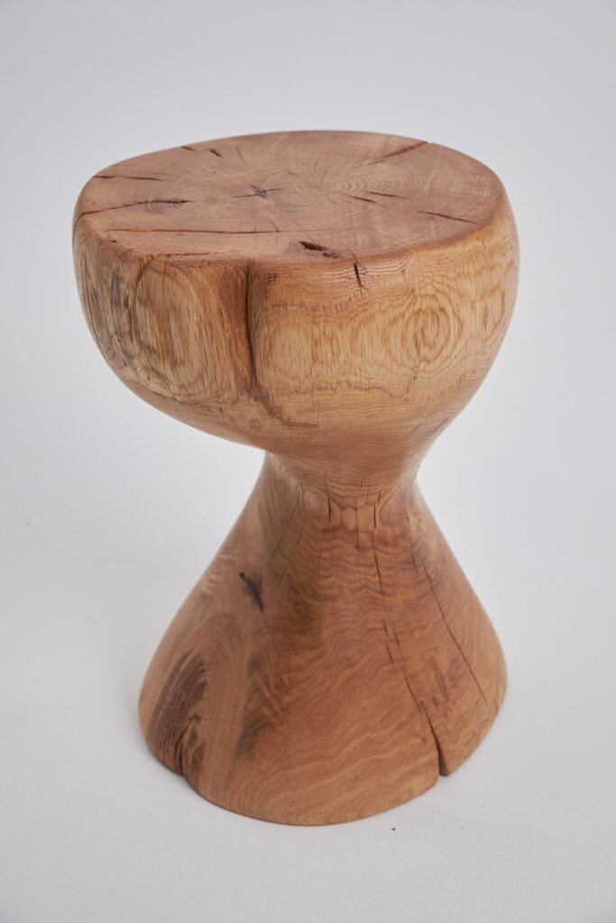 Leszy, Elegant Hourglass Stool – Carved in Solid Wood
