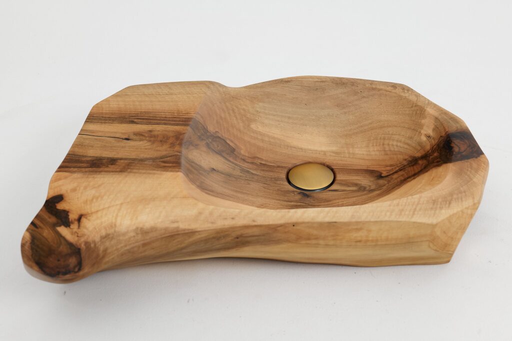 Banik, Organic Sculpted Wood Sink - Carved From Solid Wood