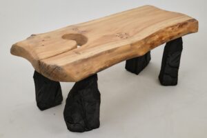 Jownik, Coffee Table – Natural Edge with Unique Charred Legs, main view
