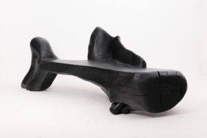 XXL Sculptural Charred Wood Bench in Organic Form, Hand-Carved from Solid Log, gallery view 4