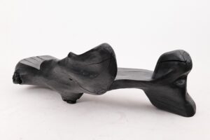 XXL Sculptural Charred Wood Bench in Organic Form, Hand-Carved from Solid Log, gallery view 12
