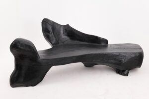 XXL Sculptural Charred Wood Bench in Organic Form, Hand-Carved from Solid Log, gallery view 20