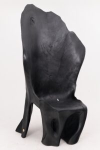 XXL Charred Black Wood Throne Chair in Organic Form by Logniture, main view