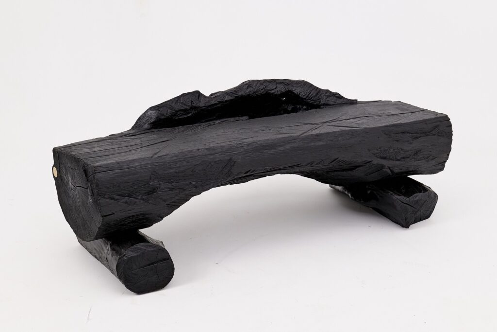 Charred Solid Wood Bench by Logniture – Organic Modern Sculptural Seat