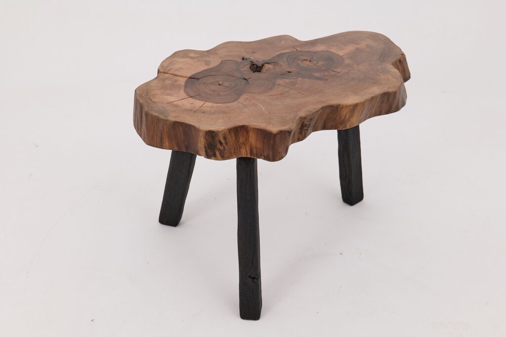 Logniture, Rustic Sculptural Coffee Table, Walnut & Burnt Black Oak, Unique