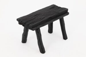 Rustic Blackened Wood stool with Raw Organic Form Indoor & Outdoor, gallery view 14