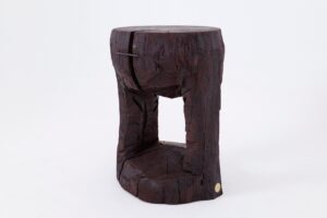 Sculptural Hardwood Side Table, Coffee Table, Red Stain, Hand-Carved,, gallery view 6