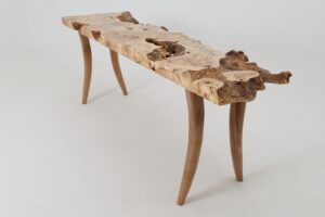 Live-Edge Burl Wood Console Table, Organic Modern, Handmade, gallery view 13