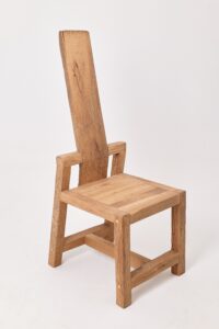 Massive Oak Armchair, Rustic, Burnt Wood, Black, Charred, Handmade, main view