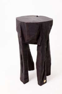 Sculptural Side Table, Rustic, Burnt Black Wood, Carved, Handmade, gallery view 17