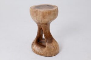Sculptural Side Table, Stool, Solid Wood, Walnut, Contemporary Design, main view