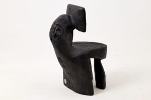 Brutalist Sculptural Chair, Carved, Solid Wood, Oak, Black, Rustic, gallery view 11