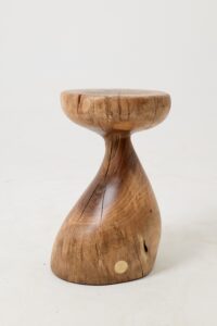 Sculptural Side Table, Stool, Solid Wood, Walnut, Contemporary Design, Logniture, main view