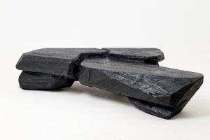 Sculptural Coffee Table, Rustic, Burnt Black Wood, Carved, Handmade, main view