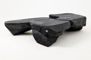 Sculptural Coffee Table, Rustic, Burnt Black Wood, Carved, Handmade, gallery view 12