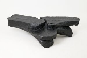 Sculptural Coffee Table, Rustic, Burnt Black Wood, Carved, Handmade, gallery view 2