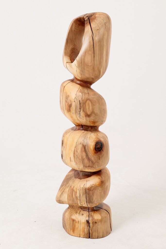 Still Stand Abstract Wood Sculpture, Chainsaw Carved, Walnut