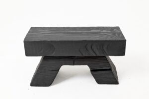Sculptural Hardwood Stool, Side Table, Charred Wood, Hand-Carved, Logniture, gallery view 3