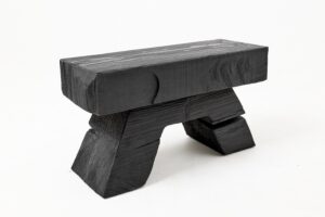 Sculptural Hardwood Stool, Side Table, Charred Wood, Hand-Carved, Logniture, gallery view 9