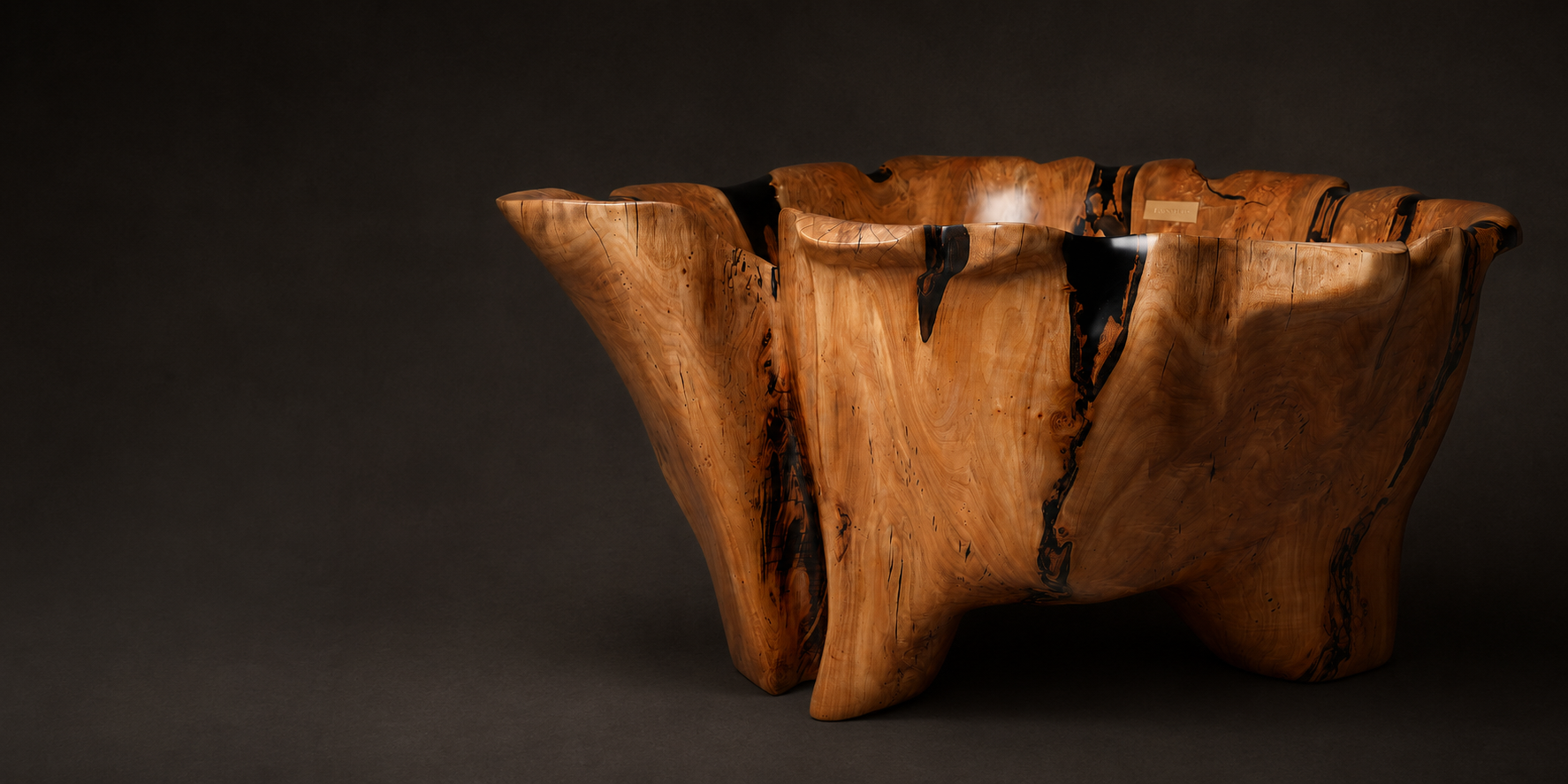 Live Edge Bathtub Carved from Single Piece of Wood, Logniture